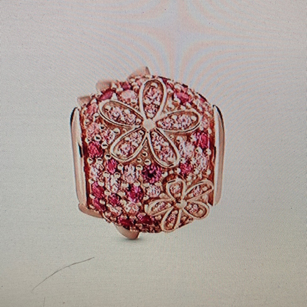 Pandora Rose Gold Pink Floral Pave Charm